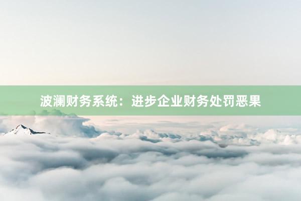 波澜财务系统:进步企业财务处罚恶果